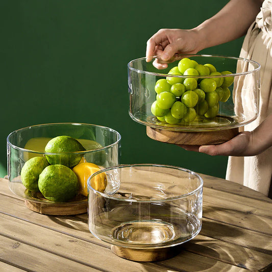 Fruit Bowl with Wooden Base