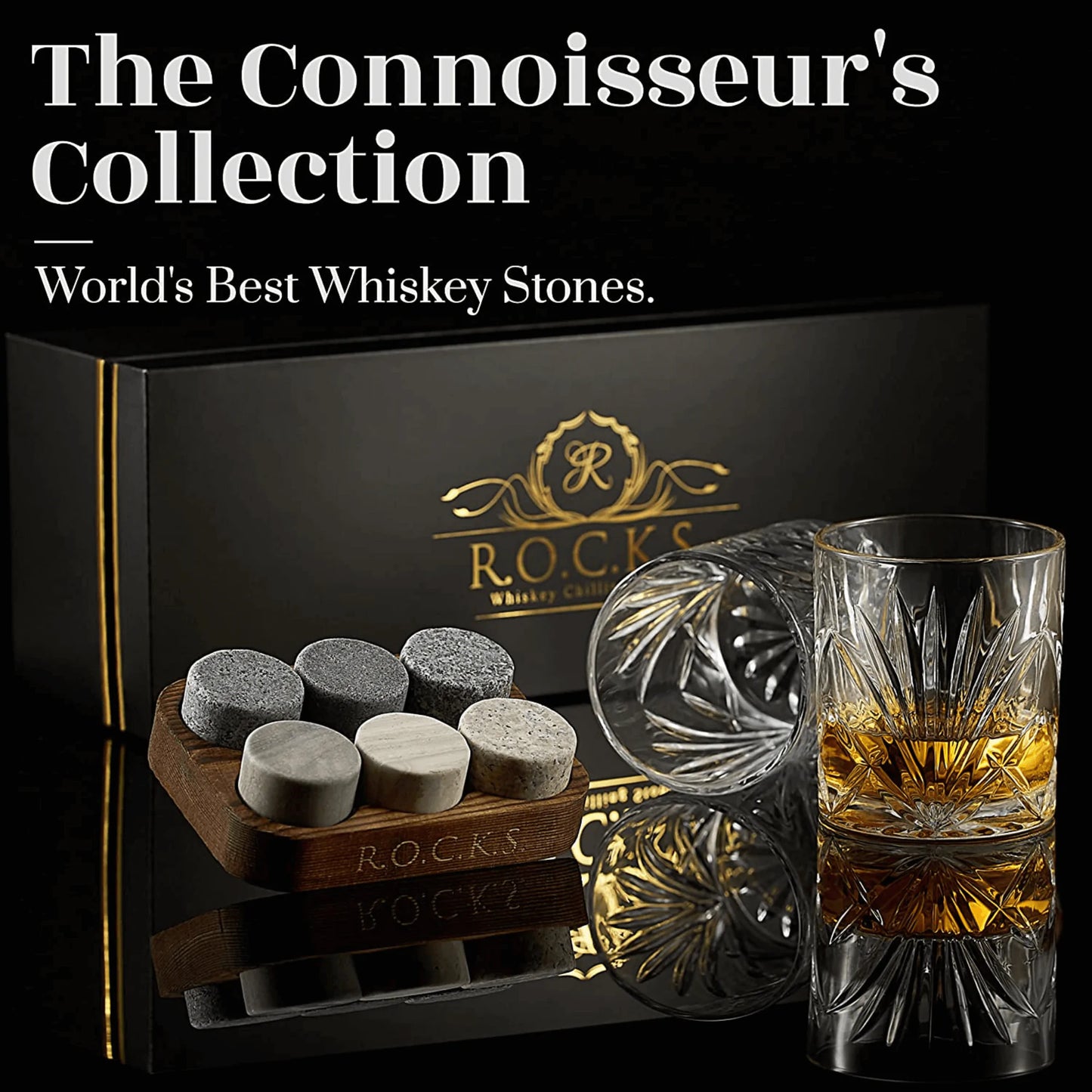 1 The Connoisseur's Set - Whiskey Stones & Palm Glass Edition